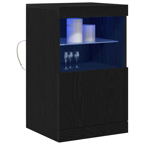 vidaXL Buffet LED Ch&ecirc;ne noir 41 x 37 x 67 cm Bois d'ing&eacute;nierie
