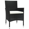vidaXL Ensemble &agrave; manger de jardin coussins 7pcs Noir R&eacute;sine tress&eacute;e