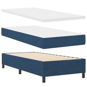 vidaXL Lit &agrave; ressorts avec matelas avec LED Bleu 100 x 200 cm tissu