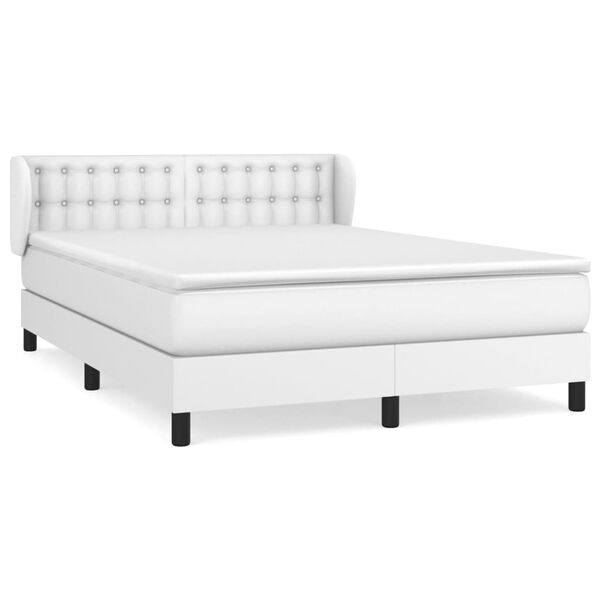 vidaXL Sommier &agrave; lattes de lit avec matelas Blanc 140x200cm Similicuir