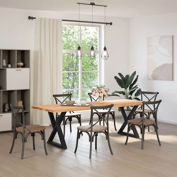 vidaXL Pieds de table à manger 2 pièces Noir 70 x (72-73,3) cm Acier