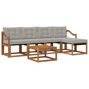 vidaXL Ensemble de canap&eacute;s d'ext&eacute;rieur 6 pc Naturel et gris clair