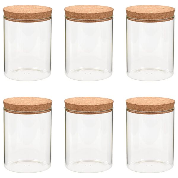 vidaXL 6 pcs Pots de conservation en verre et couvercle en li&egrave;ge 650ml