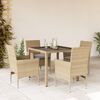 vidaXL Ensemble &agrave; manger de jardin et coussins 5 pcs beige rotin verre