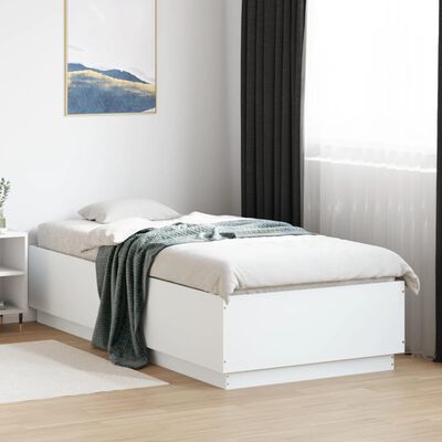 vidaXL Cadre de lit avec lumières LED blanc 90x200cm bois d'ingénierie