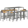 vidaXL Ensemble de bar jardin 11pcs gris poly rotin/bois massif acacia
