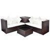 vidaXL Salon de jardin 4 pcs avec coussins R&eacute;sine tress&eacute;e Marron