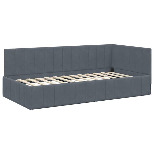 vidaXL Cadre de lit d'angle Gris fonc&eacute; 90 cm x 190 cm Velours