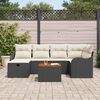 vidaXL Ensemble de canap&eacute; de jardin avec coussin 7 pcs Noir Poly rotin