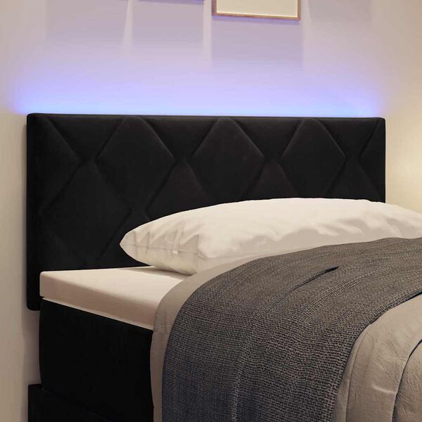 vidaXL T&ecirc;te de lit LED Noir 90 cm Cuir synth&eacute;tique
