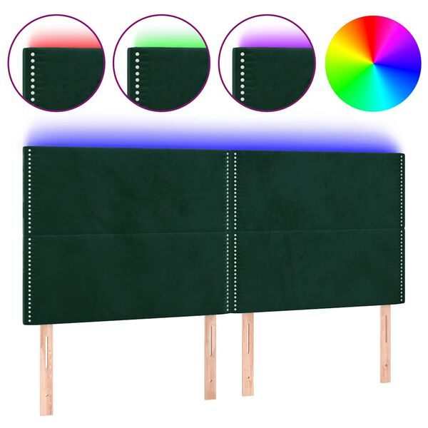 vidaXL T&ecirc;te de lit &agrave; LED Vert fonc&eacute; 180x5x118/128 cm Velours