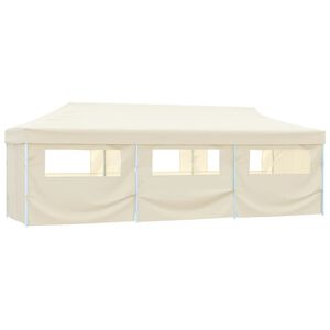 vidaXL Tente de r&eacute;ception pliable avec 8 parois 870x291x315 cm Blanc cass&eacute;