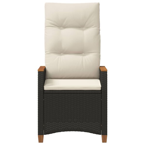 vidaXL Chaise de jardin inclinable Noir et Cr&egrave;me 64 x 57,5 x 112 cm