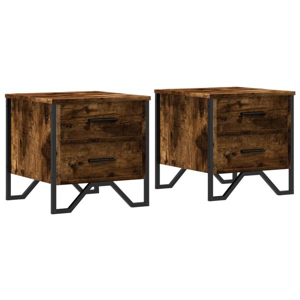 vidaXL Tables de chevet 2 pcs ch&ecirc;ne fum&eacute; 40x41x40 cm bois ing&eacute;nierie