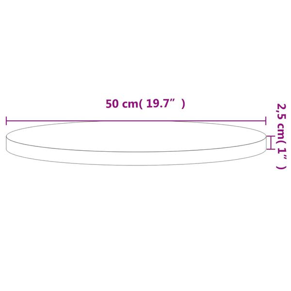 vidaXL Dessus de table &Oslash;50x2,5 cm rond bois massif de h&ecirc;tre