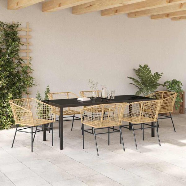 vidaXL Ensemble de salle &agrave; manger pour jardin 7 pcs Marron polyrotin