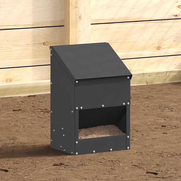 vidaXL Mangeoire pour poules Noir 21 x 16 x 33 cm Acier Lamin&eacute; &agrave; Froid