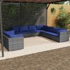 vidaXL Salon de jardin 9 pcs avec coussins Gris R&eacute;sine tress&eacute;e