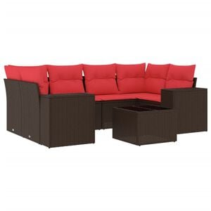 vidaXL Ensemble de canap&eacute; de jardin 7 pcs avec coussins marron r&eacute;sine tress&eacute;e