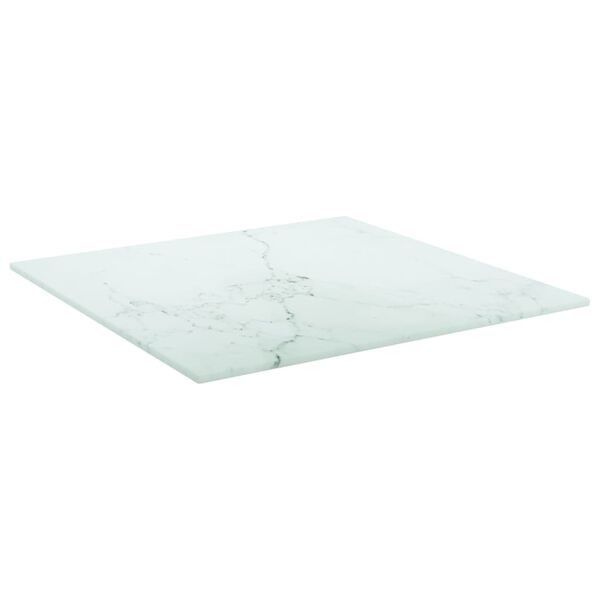 vidaXL Dessus de table blanc 40x40 cm 6 mm verre tremp&eacute; design marbre