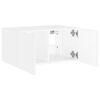 vidaXL Meuble TV mural avec lumi&egrave;res LED blanc 60x35x31 cm
