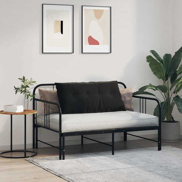 vidaXL Coussin de Dos Noir 100 x 50 cm Tissu en velours c&ocirc;tel&eacute;