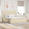 vidaXL Lit avec rangement et LED avec LED Cr&egrave;me 160 x 200 cm Polyester