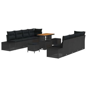 vidaXL Ensemble de canap&eacute; de jardin Noir Poly rotin