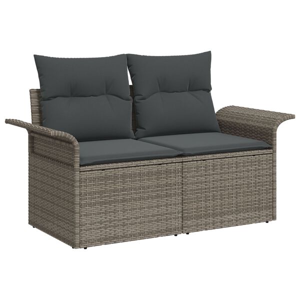 vidaXL Ensemble de canap&eacute; de jardin avec stockage 6 pcs Gris polyrotin