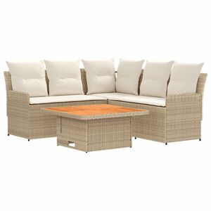 vidaXL Ensembles de meubles 4 pc Beige et cr&egrave;me Rotin PE