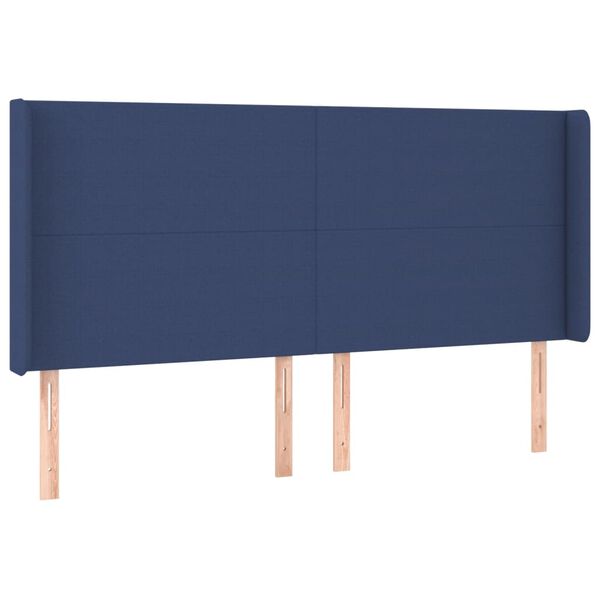 vidaXL T&ecirc;te de lit &agrave; LED Bleu 203x16x118/128 cm Tissu