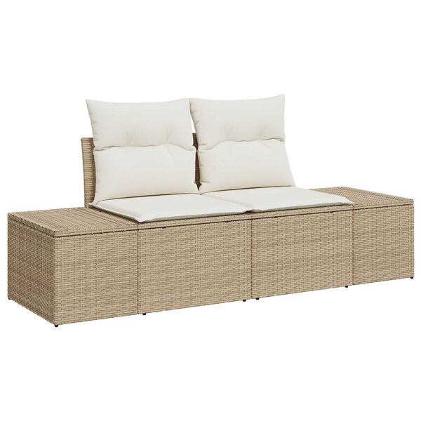 vidaXL Ensemble de canap&eacute; de jardin 7 pcs Beige et blanc