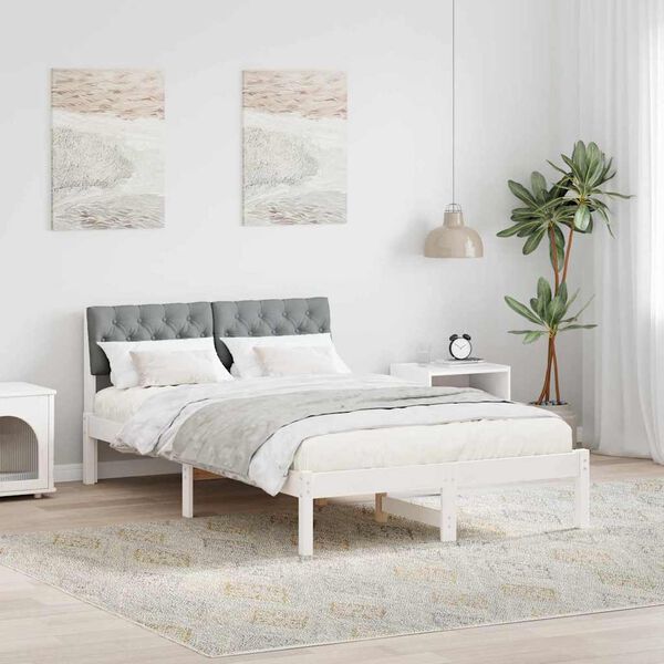 vidaXL Cadre de lit avec t&ecirc;te de lit Blanc et gris clair 120 x 200 cm