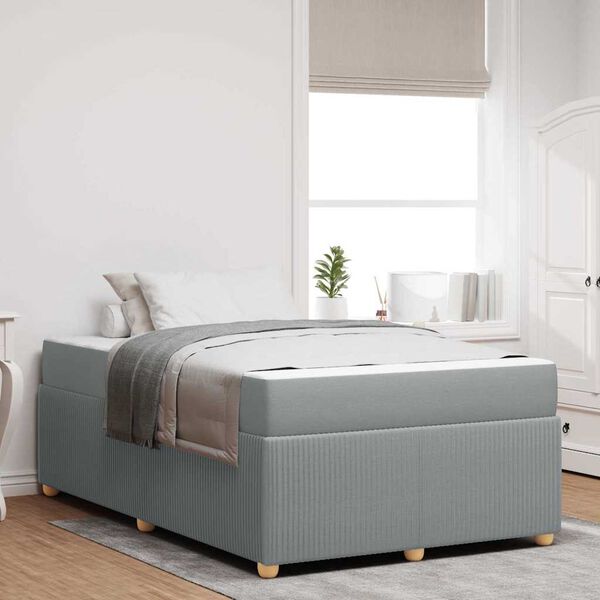 vidaXL Cadre de lit avec matelas Gris clair 120 x 200 cm tissu
