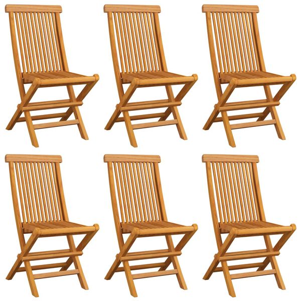 vidaXL Chaises de jardin avec coussins vert vif lot de 6 Bois de teck