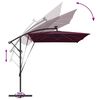 vidaXL Parasol banane à mât déporté Rouge bordeaux 294 x 200 x 254 cm