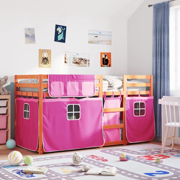 vidaXL Lit superpos&eacute; sans matelas rose 80x200 cm bois de pin massif