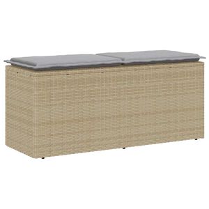vidaXL Banc de jardin avec coussin beige 110x40x44 cm r&eacute;sine tress&eacute;e