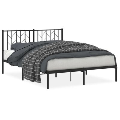 vidaXL Cadre de lit métal sans matelas avec tête de lit noir 140x200cm