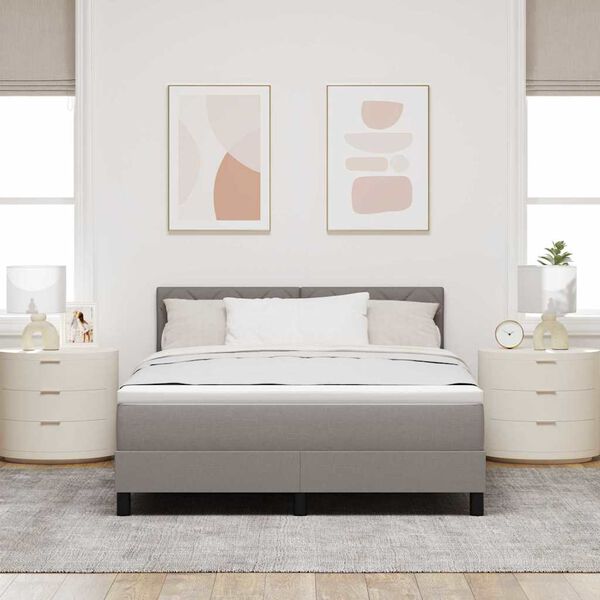 vidaXL Lit &agrave; ressorts avec matelas Taupe 160 x 200 cm tissu