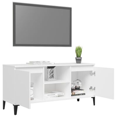 vidaXL Meuble TV avec pieds en métal Blanc 103,5x35x50 cm