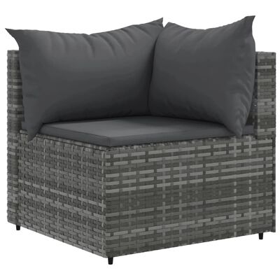 vidaXL Salon de jardin avec coussins 10 pcs gris résine tressée