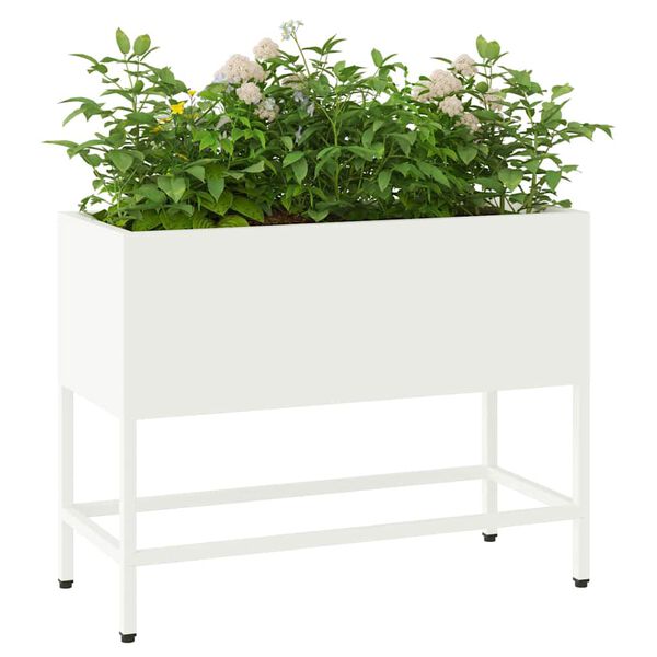vidaXL Bac de jardin sur&eacute;lev&eacute; Blanc 60 x 26 x 48 cm Acier