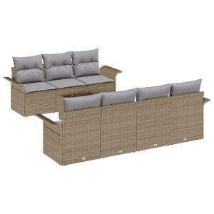 vidaXL Ensemble de canap&eacute; de jardin 8 pcs Beige et gris polyrotin