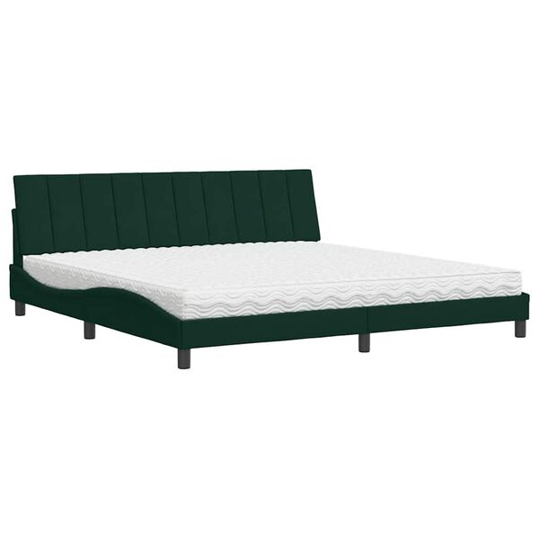 vidaXL Lit avec matelas Hanko vert fonc&eacute; 200x200 cm velours