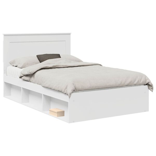 vidaXL Cadre de lit avec t&ecirc;te de lit Blanc 120 x 190 cm Pin massif
