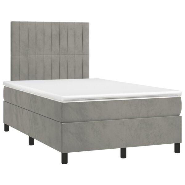 vidaXL Sommier &agrave; lattes de lit et matelas Gris clair 120x200cm Velours