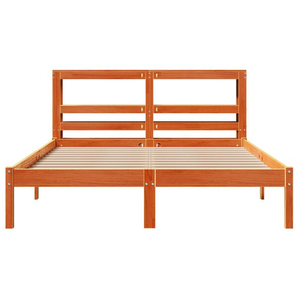 vidaXL Cadre de lit et t&ecirc;te de lit sans matelas cire marron 140x200 cm