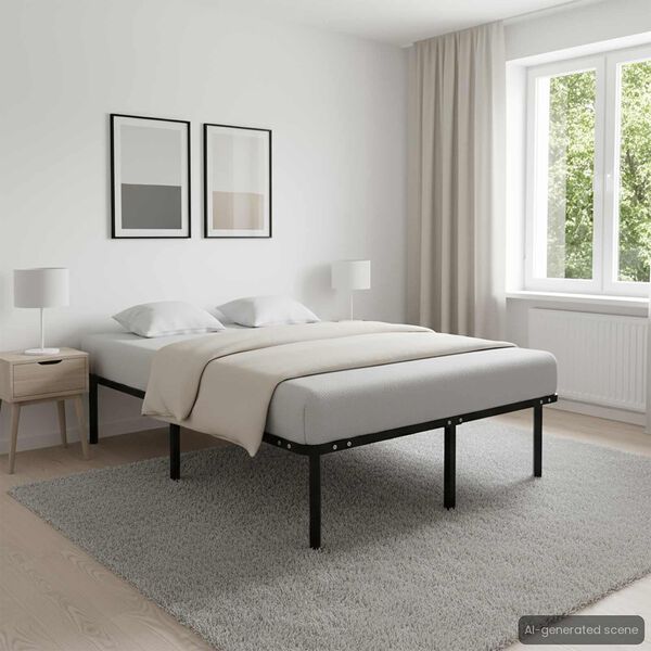 vidaXL Cadre de lit sans matelas noir m&eacute;tal 160x200 cm