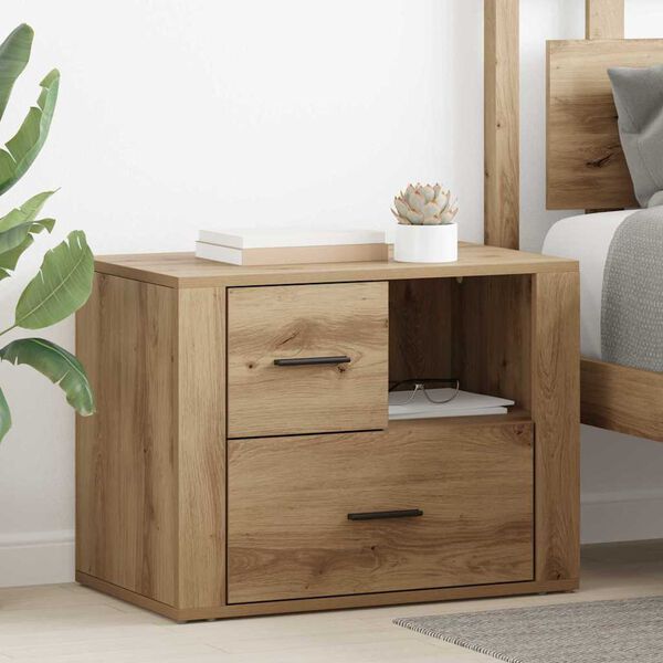 vidaXL Cabinet de chevet avec tiroir Ch&ecirc;ne artisanal 35 x 60 x 50 cm